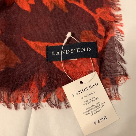 Lands End NWT Shawl Wrap, Long Length, Wide Stole, Gauzy Lightweight, Bird Print - Picture 9 of 9